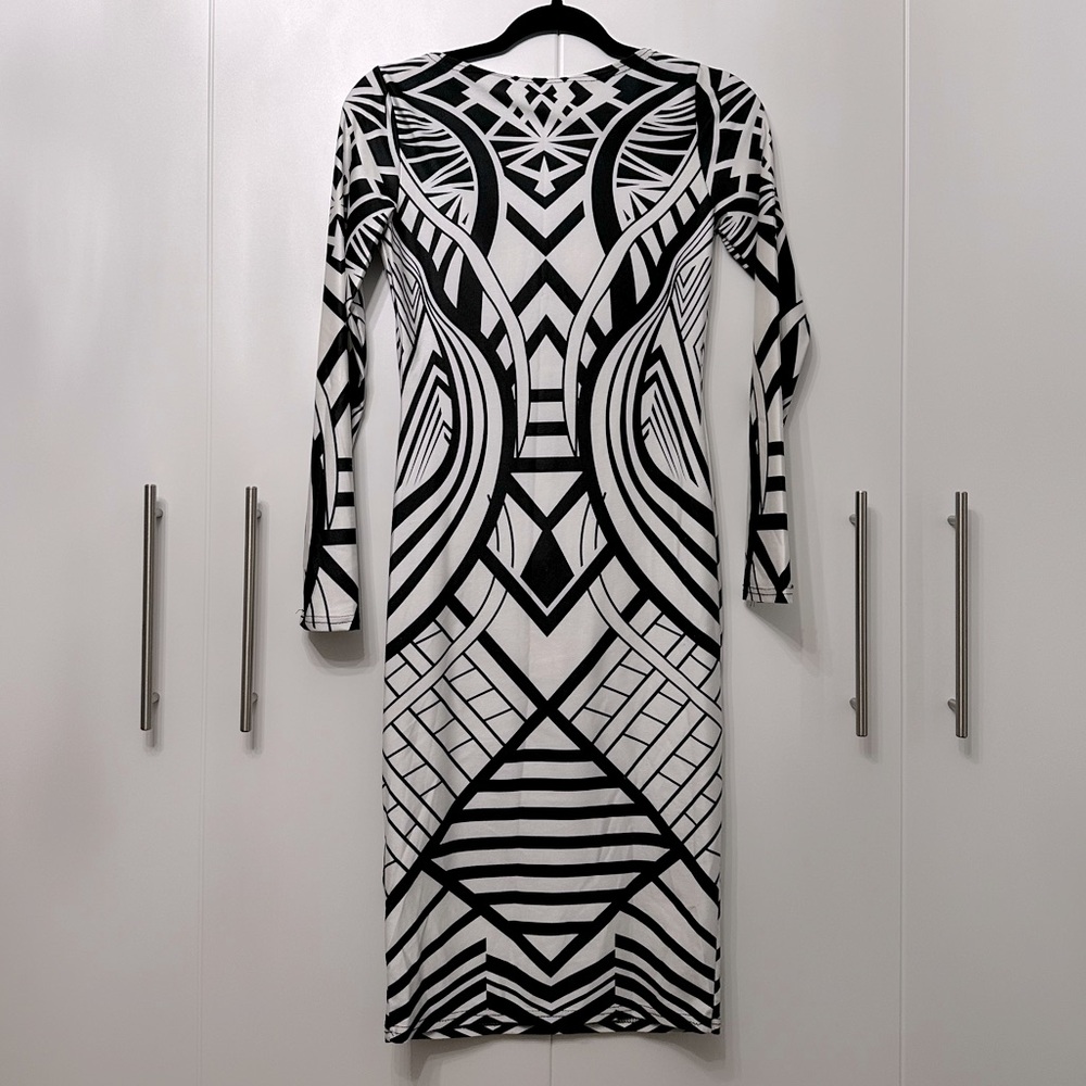 The black and white colour trend dress, vintage dress, long sleeve midline. Zara